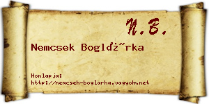 Nemcsek Boglárka névjegykártya